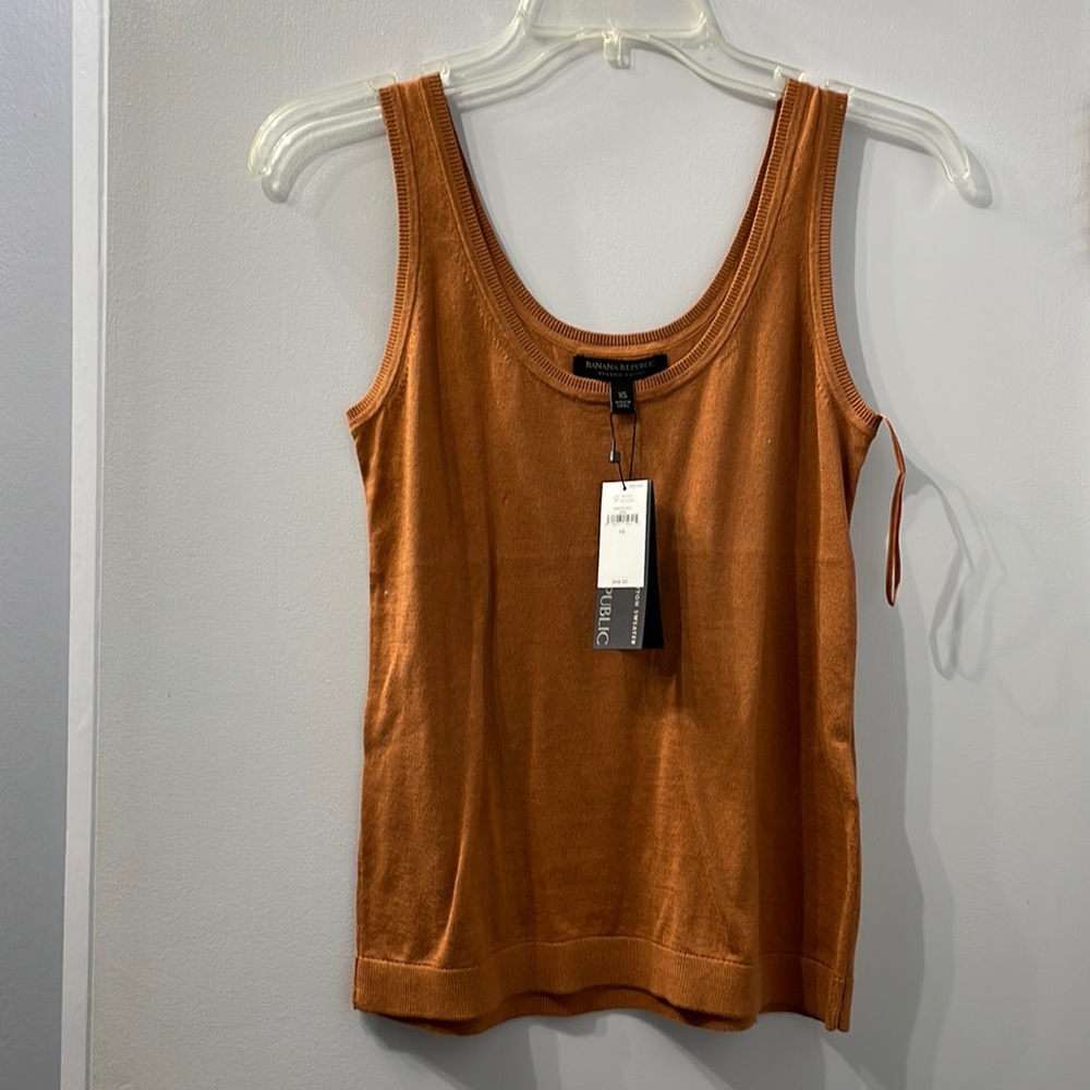 NWT Banana Republic Organic Cotton Scoop Neck Sweater Tank Size XS Terra Cotta